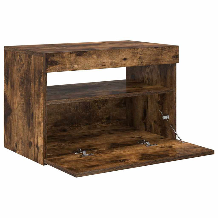 Comodă TV cu lumini LED, stejar fumuriu, 60x35x40 cm - WALTI WALTI