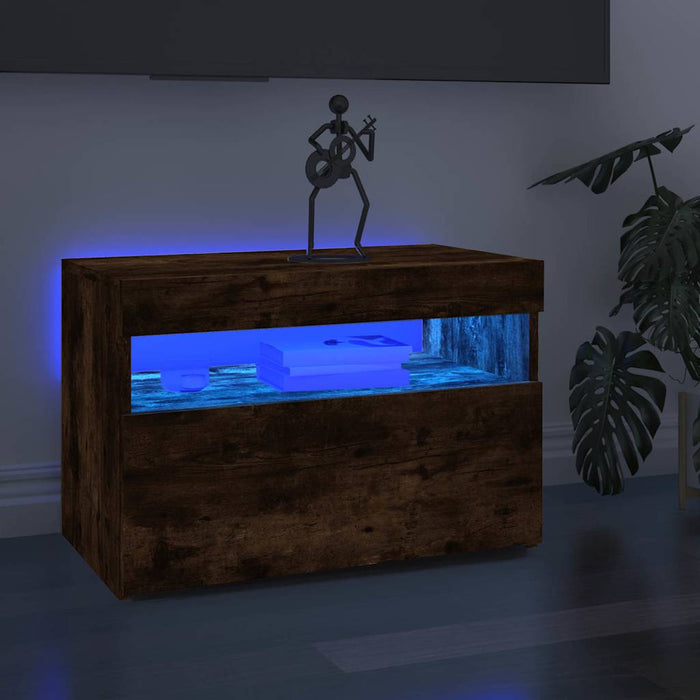 Comodă TV cu lumini LED, stejar fumuriu, 60x35x40 cm - WALTI WALTI