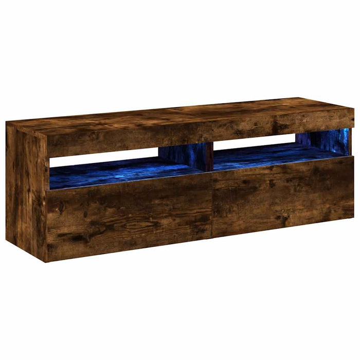 Comode TV cu lumini LED, 2 buc., stejar fumuriu, 60x35x40 cm - WALTI WALTI