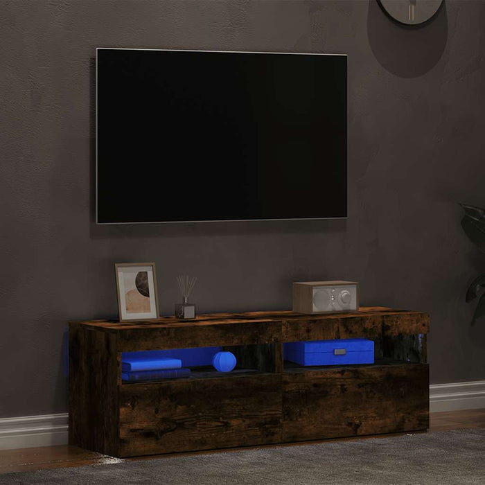 Comode TV cu lumini LED, 2 buc., stejar fumuriu, 60x35x40 cm - WALTI WALTI