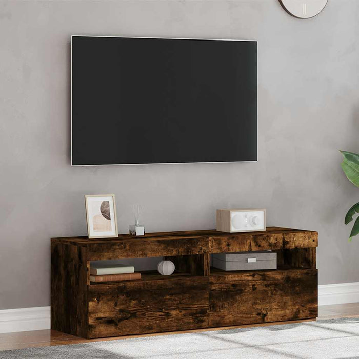 Comode TV cu lumini LED, 2 buc., stejar fumuriu, 60x35x40 cm - WALTI WALTI