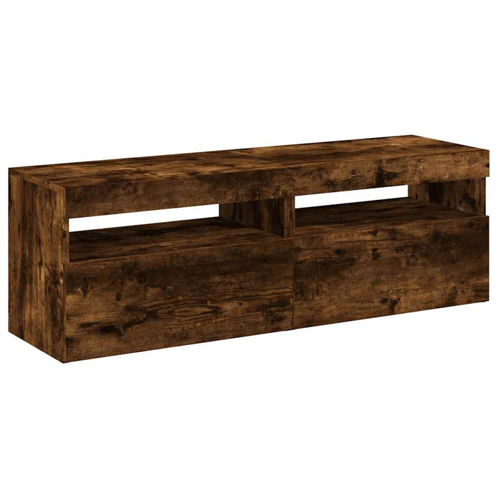 Comode TV cu lumini LED, 2 buc., stejar fumuriu, 60x35x40 cm - WALTI WALTI