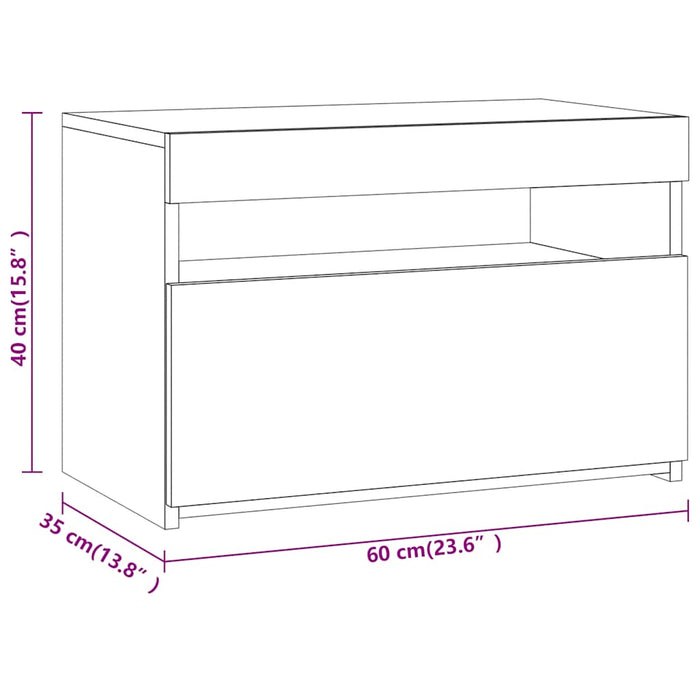 Comodă TV cu lumini LED, gri sonoma, 60x35x40 cm - WALTI WALTI