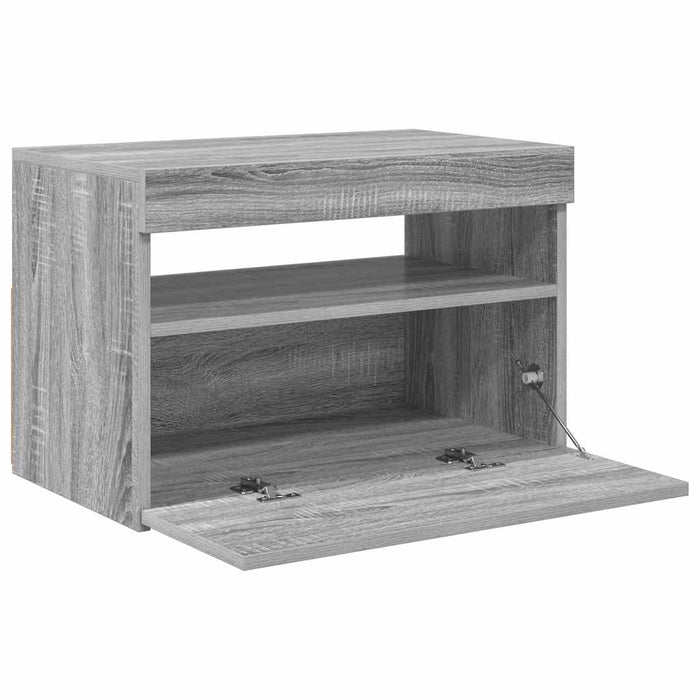 Comodă TV cu lumini LED, gri sonoma, 60x35x40 cm - WALTI WALTI