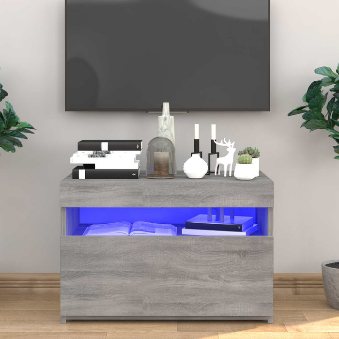Comodă TV cu lumini LED, gri sonoma, 60x35x40 cm - WALTI WALTI