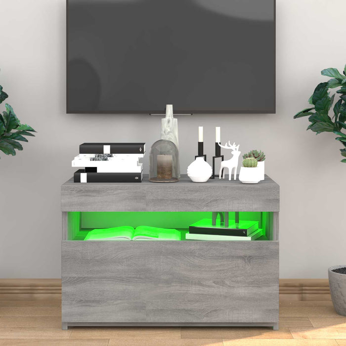 Comodă TV cu lumini LED, gri sonoma, 60x35x40 cm - WALTI WALTI