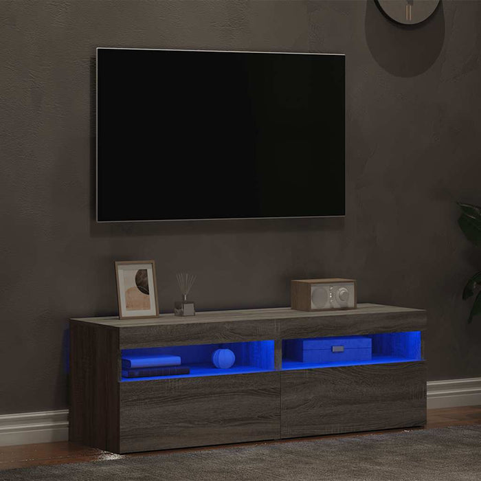 Comode TV cu lumini LED, 2 buc., gri sonoma, 60x35x40 cm - WALTI WALTI
