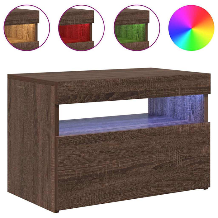 Comodă TV cu lumini LED, stejar maro, 60x35x40 cm WALTI