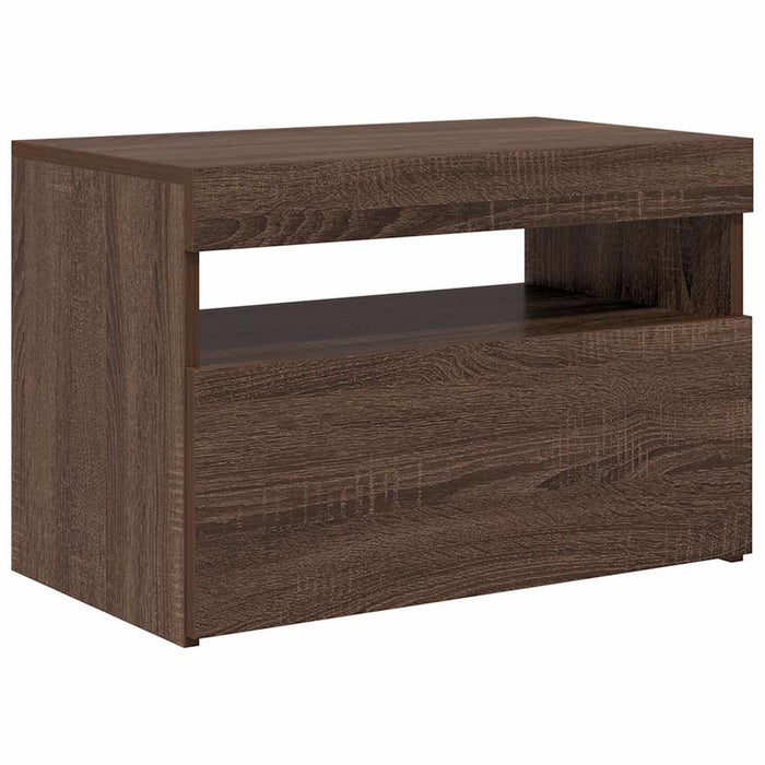 Comodă TV cu lumini LED, stejar maro, 60x35x40 cm WALTI