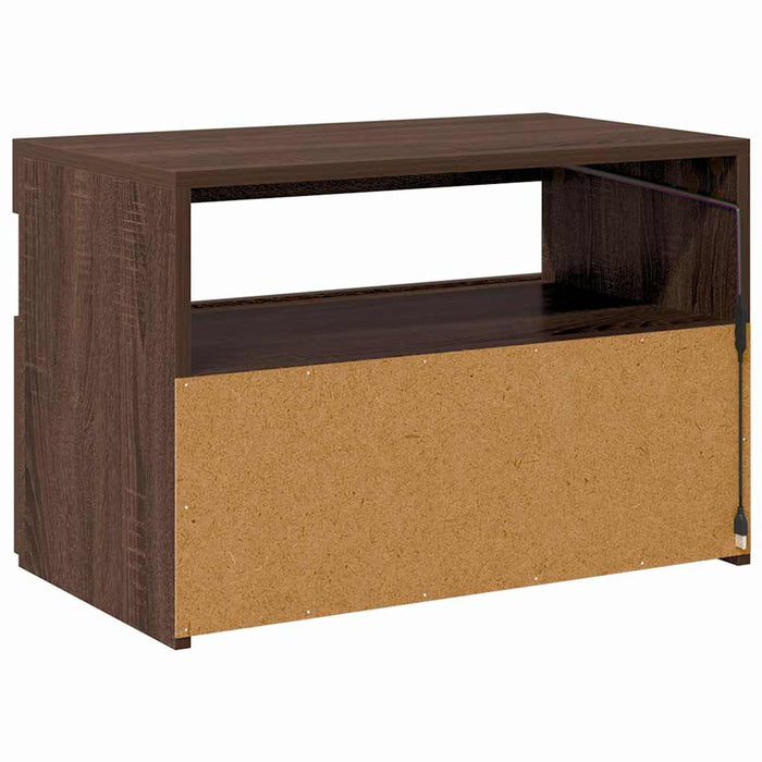 Comodă TV cu lumini LED, stejar maro, 60x35x40 cm WALTI