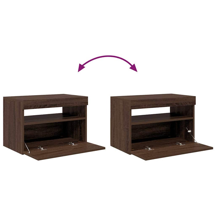 Comodă TV cu lumini LED, stejar maro, 60x35x40 cm WALTI