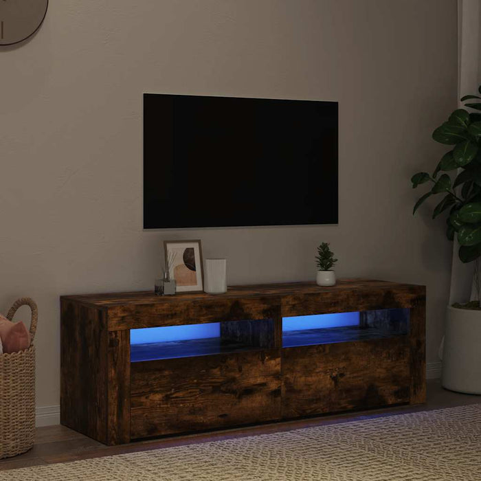 Comodă TV cu lumini LED, stejar fumuriu, 120x35x40 cm - WALTI WALTI