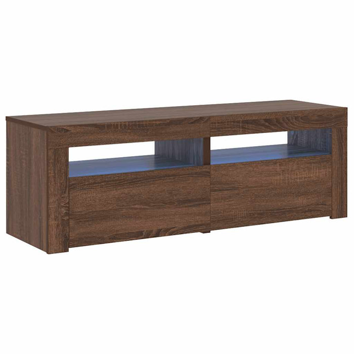 Comodă TV cu lumini LED, stejar maro, 120x35x40 cm WALTI