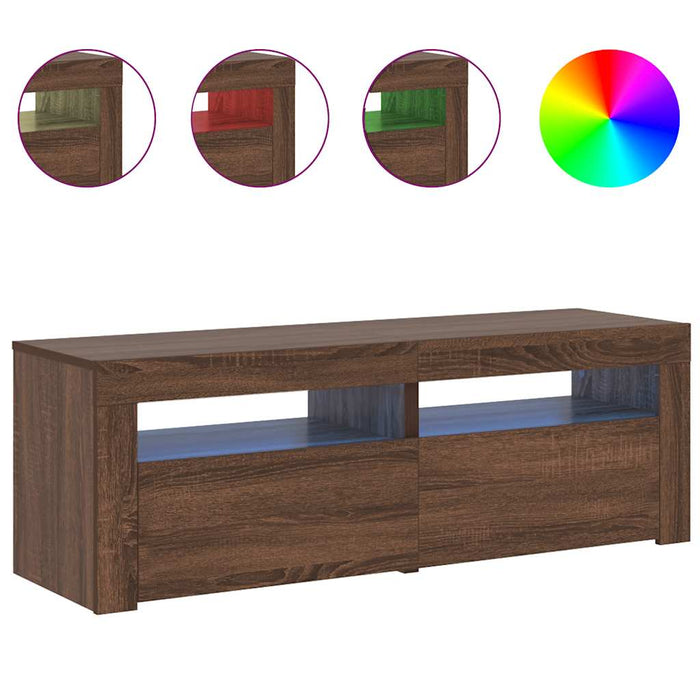 Comodă TV cu lumini LED, stejar maro, 120x35x40 cm WALTI