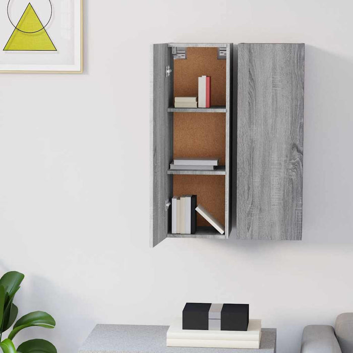 Comode TV, 2 buc., gri sonoma, 30,5x30x90 cm, lemn prelucrat - WALTI WALTI