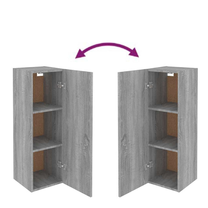 Comode TV, 2 buc., gri sonoma, 30,5x30x90 cm, lemn prelucrat - WALTI WALTI