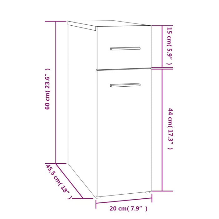 Dulap de farmacie stejar fumuriu 20x45,5x60 cm lemn prelucrat - WALTI WALTI