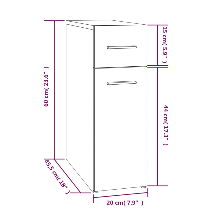 Dulap de farmacie, sonoma gri, 20x45,5x60 cm, lemn prelucrat - WALTI WALTI