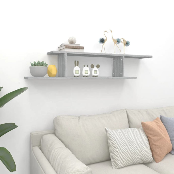 Raft TV montat pe perete gri sonoma 125x18x23 cm lemn - WALTI WALTI