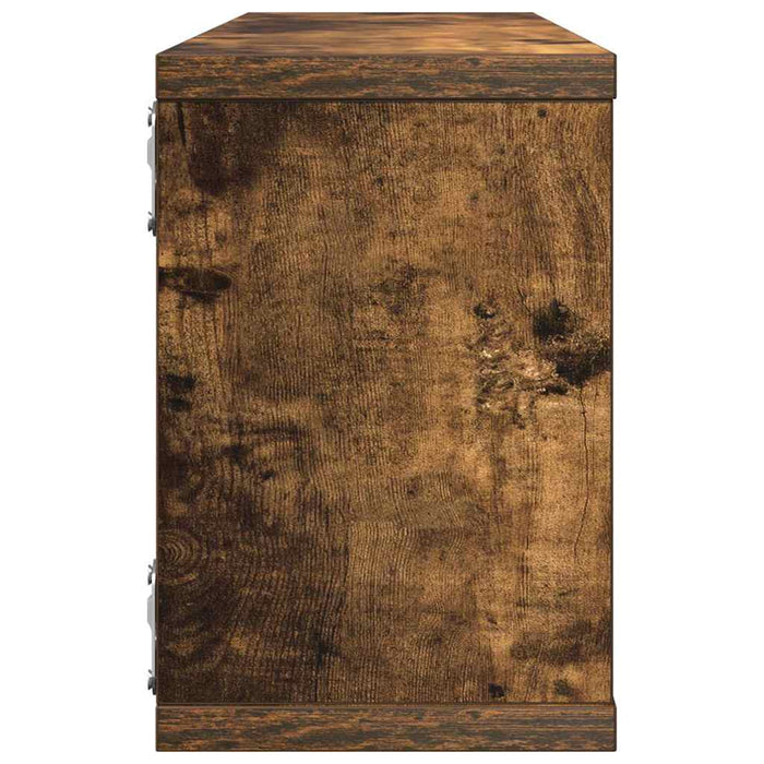 Rafturi de perete cub, 4 buc., stejar fumuriu 60x15x23 cm, lemn - WALTI WALTI
