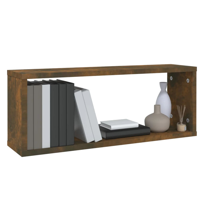 Rafturi de perete cub, 6 buc., stejar fumuriu 60x15x23 cm, lemn - WALTI WALTI