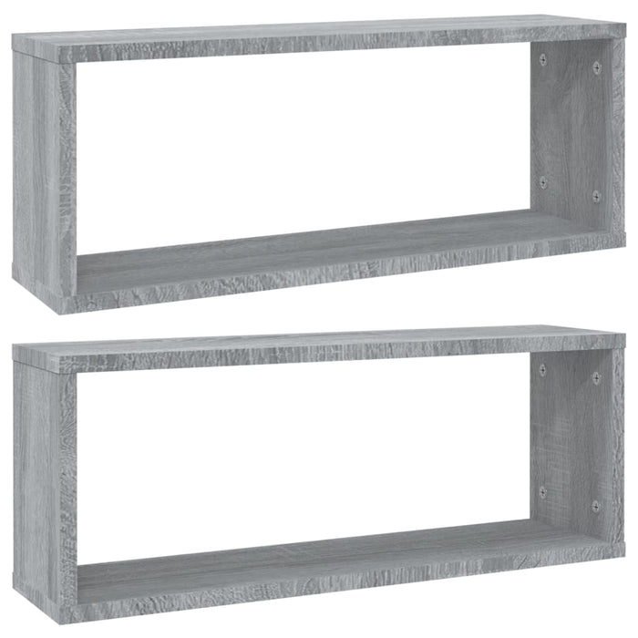 Rafturi de perete cub, 2 buc., gri sonoma, 60x15x23 cm, lemn - WALTI WALTI