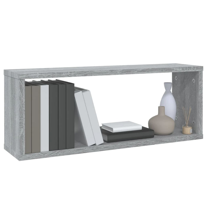 Rafturi de perete cub, 2 buc., gri sonoma, 60x15x23 cm, lemn - WALTI WALTI