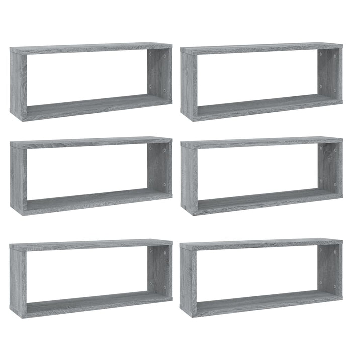 Rafturi de perete cub, 6 buc., gri sonoma, 60x15x23 cm, lemn - WALTI WALTI