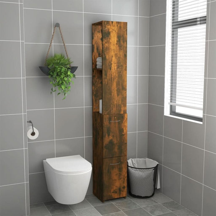 Dulap de baie, stejar afumat, 25x26,5x170 cm, lemn prelucrat - WALTI WALTI