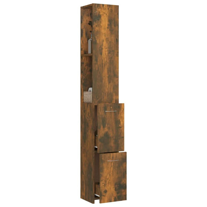 Dulap de baie, stejar afumat, 25x26,5x170 cm, lemn prelucrat - WALTI WALTI