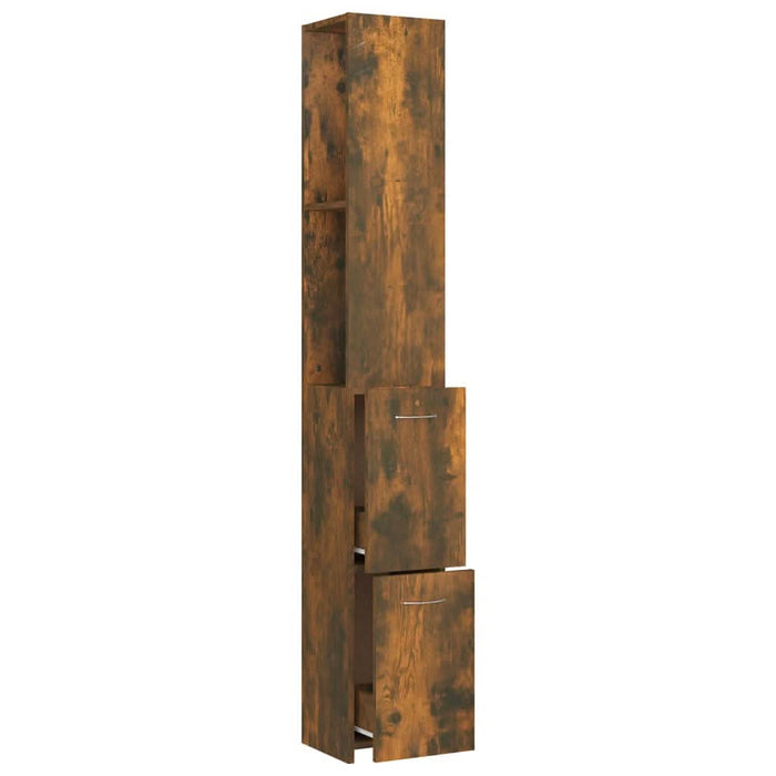 Dulap de baie, stejar afumat, 25x26,5x170 cm, lemn prelucrat - WALTI WALTI