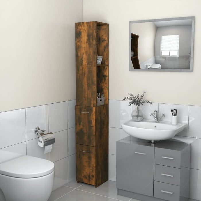 Dulap de baie, stejar afumat, 25x26,5x170 cm, lemn prelucrat - WALTI WALTI