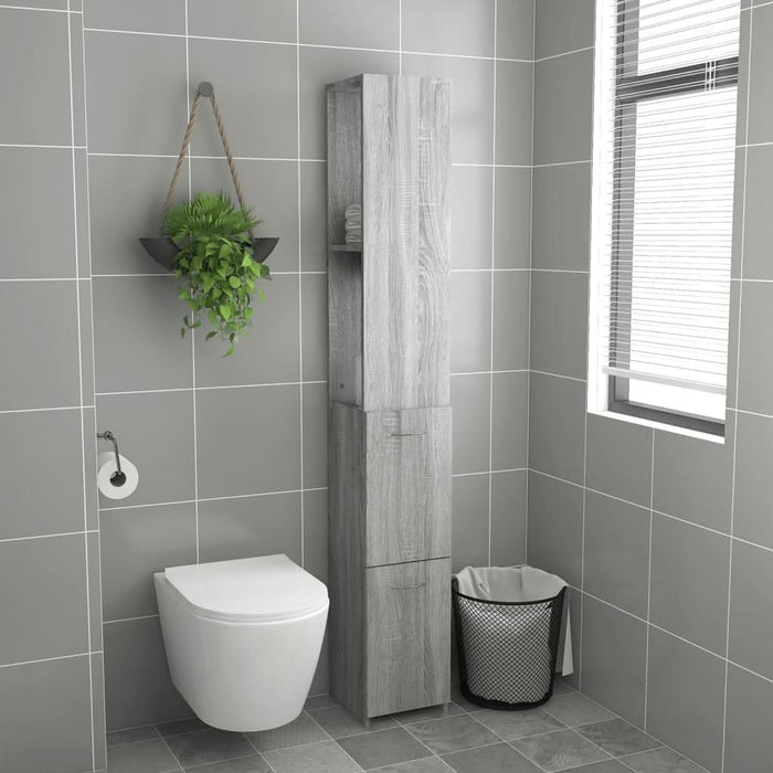 Dulap de baie, gri sonoma, 25x26,5x170 cm, lemn prelucrat - WALTI WALTI