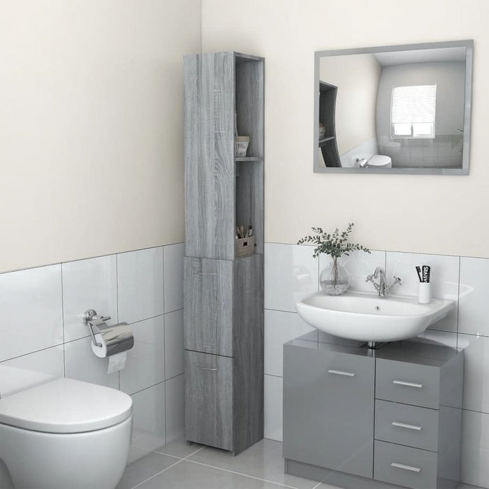 Dulap de baie, gri sonoma, 25x26,5x170 cm, lemn prelucrat - WALTI WALTI