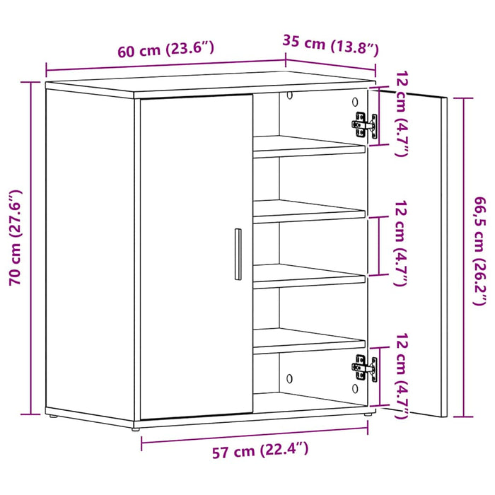 Pantofar, stejar fumuriu, 60x35x70 cm, lemn prelucrat - WALTI WALTI