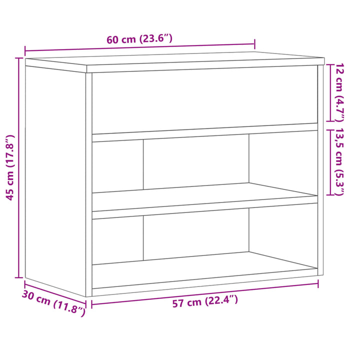 Bancă pentru pantofi stejar sonoma 60x30x45 cm lemn prelucrat - WALTI WALTI
