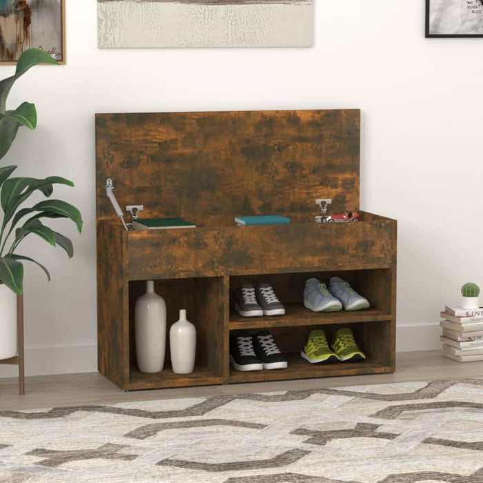 Bancă pentru pantofi stejar fumuriu 80x30x45 cm lemn prelucrat - WALTI WALTI