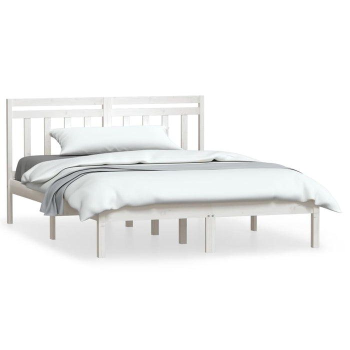 Cadru de pat, alb, 140x190 cm, lemn masiv de pin WALTI