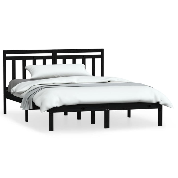Cadru pat, negru, 140x190 cm, lemn masiv de pin WALTI