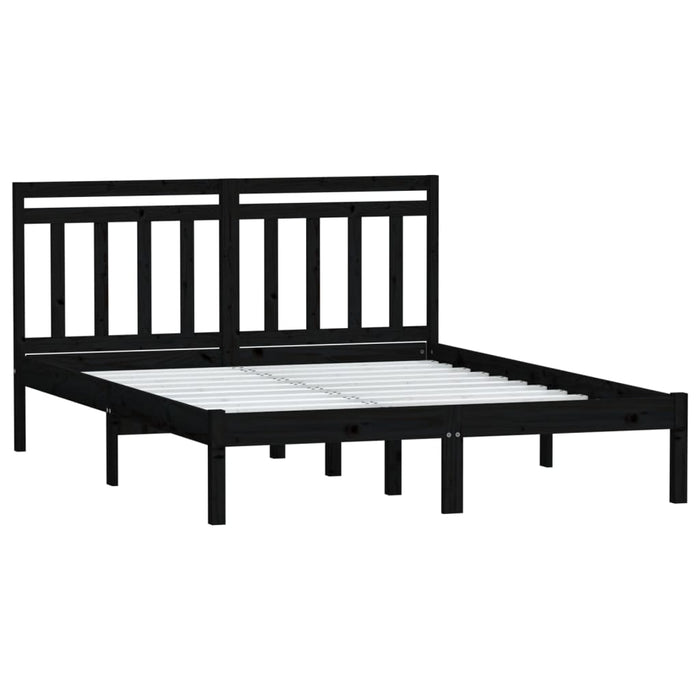 Cadru pat, negru, 140x190 cm, lemn masiv de pin WALTI
