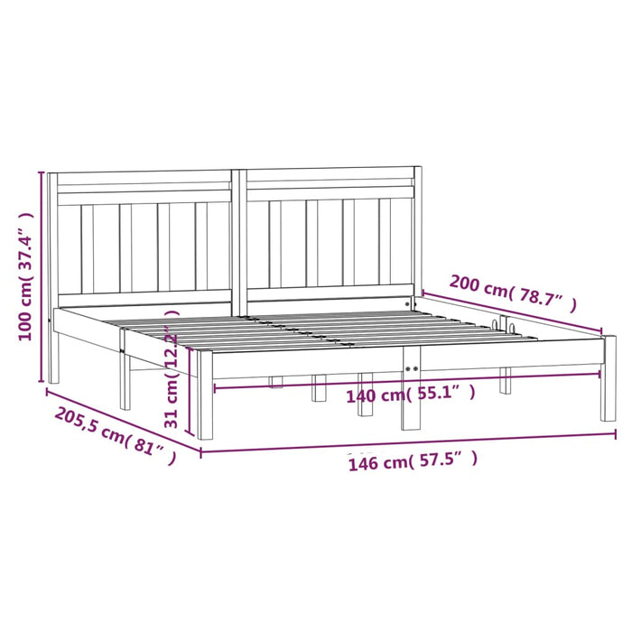 Cadru pat, alb, 140x200 cm, lemn masiv de pin - WALTI WALTI