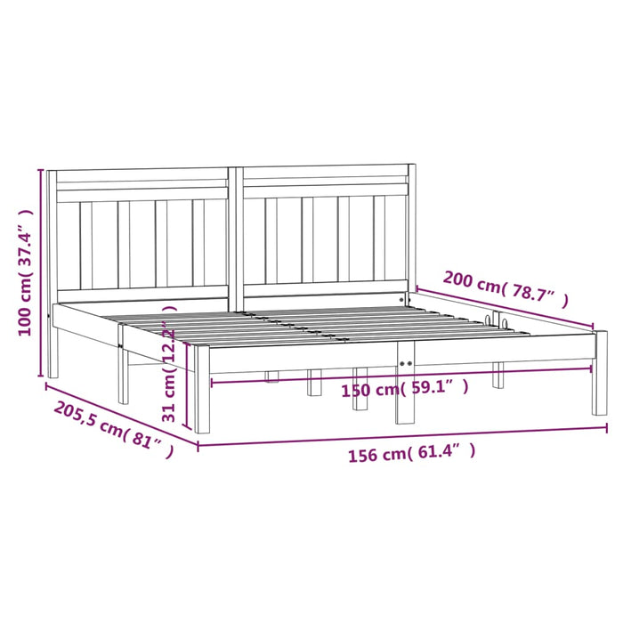 Cadru de pat King Size, alb, 150x200 cm, lemn masiv - WALTI WALTI