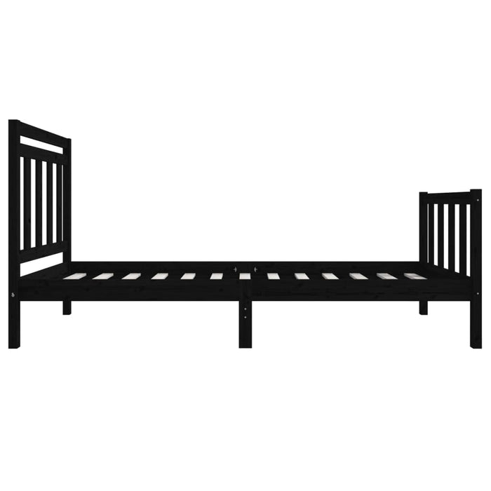 Cadru de pat mic single, negru, 75x190 cm, lemn masiv WALTI