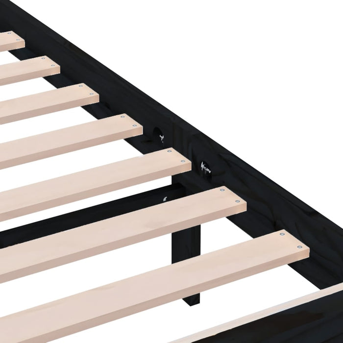 Cadru de pat mic single, negru, 75x190 cm, lemn masiv WALTI