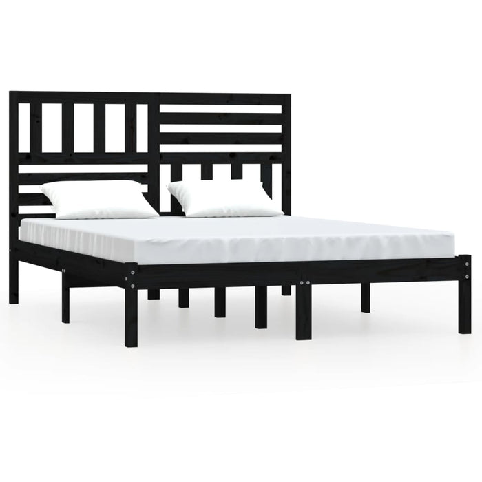 Cadru de pat, negru, 140x190 cm, lemn masiv de pin WALTI