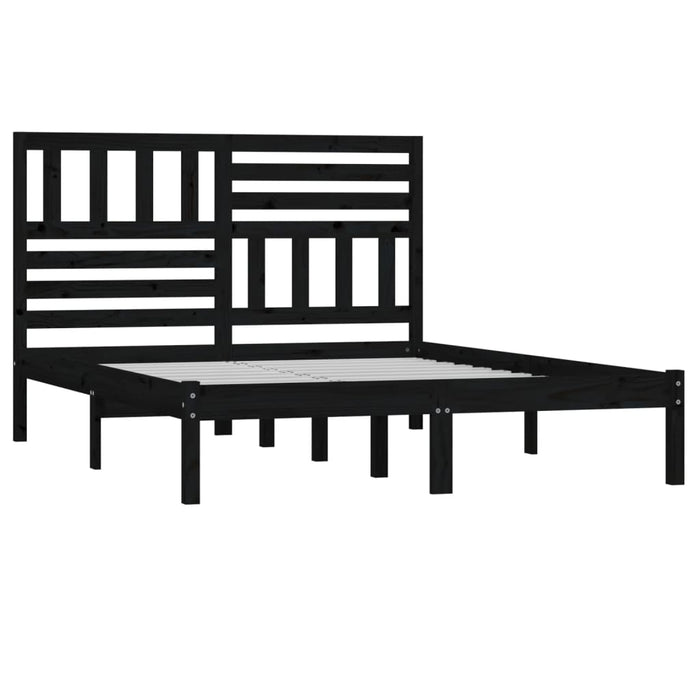 Cadru de pat, negru, 140x190 cm, lemn masiv de pin WALTI