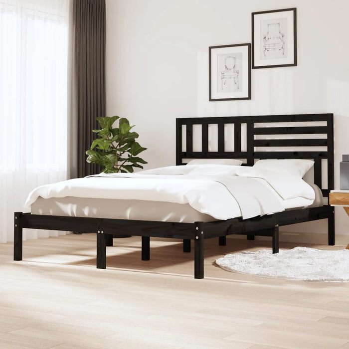 Cadru de pat, negru, 140x190 cm, lemn masiv de pin WALTI