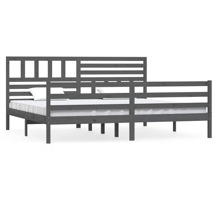 Cadru de pat Super King, gri, 180x200 cm, lemn masiv WALTI