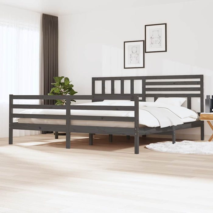 Cadru de pat Super King, gri, 180x200 cm, lemn masiv WALTI