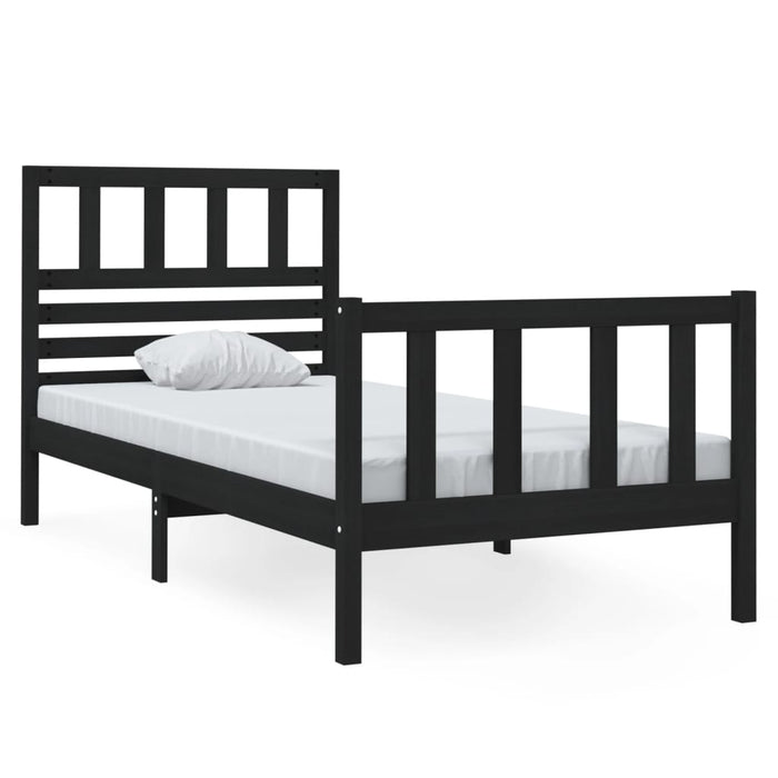 Cadru de pat mic single, negru, 75x190 cm, lemn masiv - WALTI WALTI